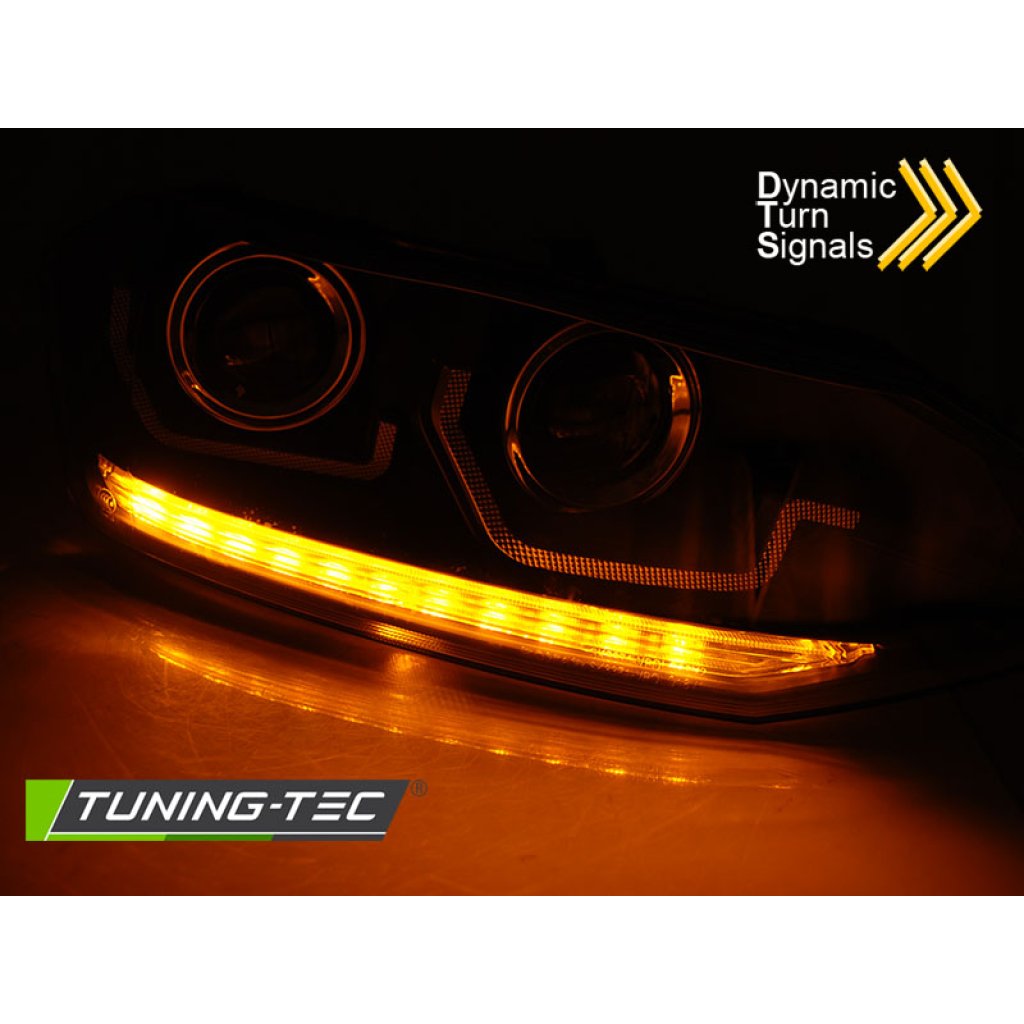 Přední světla s LED dynamickým blinkrem, LED Angel Eyes VW Polo VI 2G 17- černá