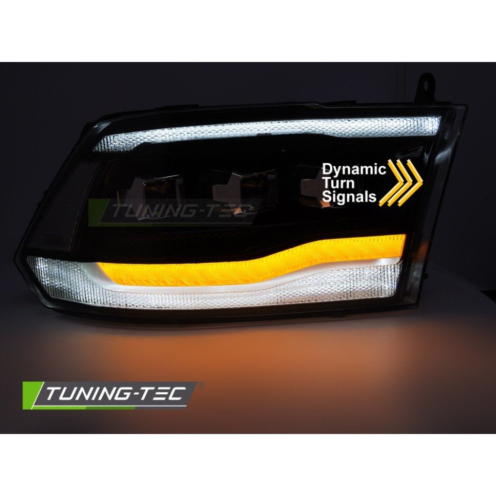 Přední světla s LED dynamickým blinkrem, LED denní světla pro DODGE RAM 1500 2009-2018 černá