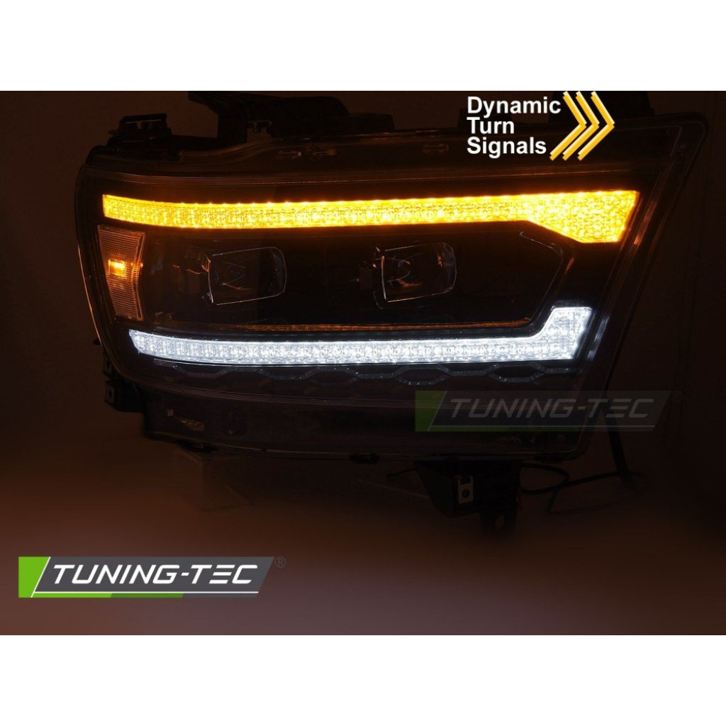 Přední světla s LED dynamickým blinkrem, LED denní světla pro DODGE RAM 1500 2019-2022 černá