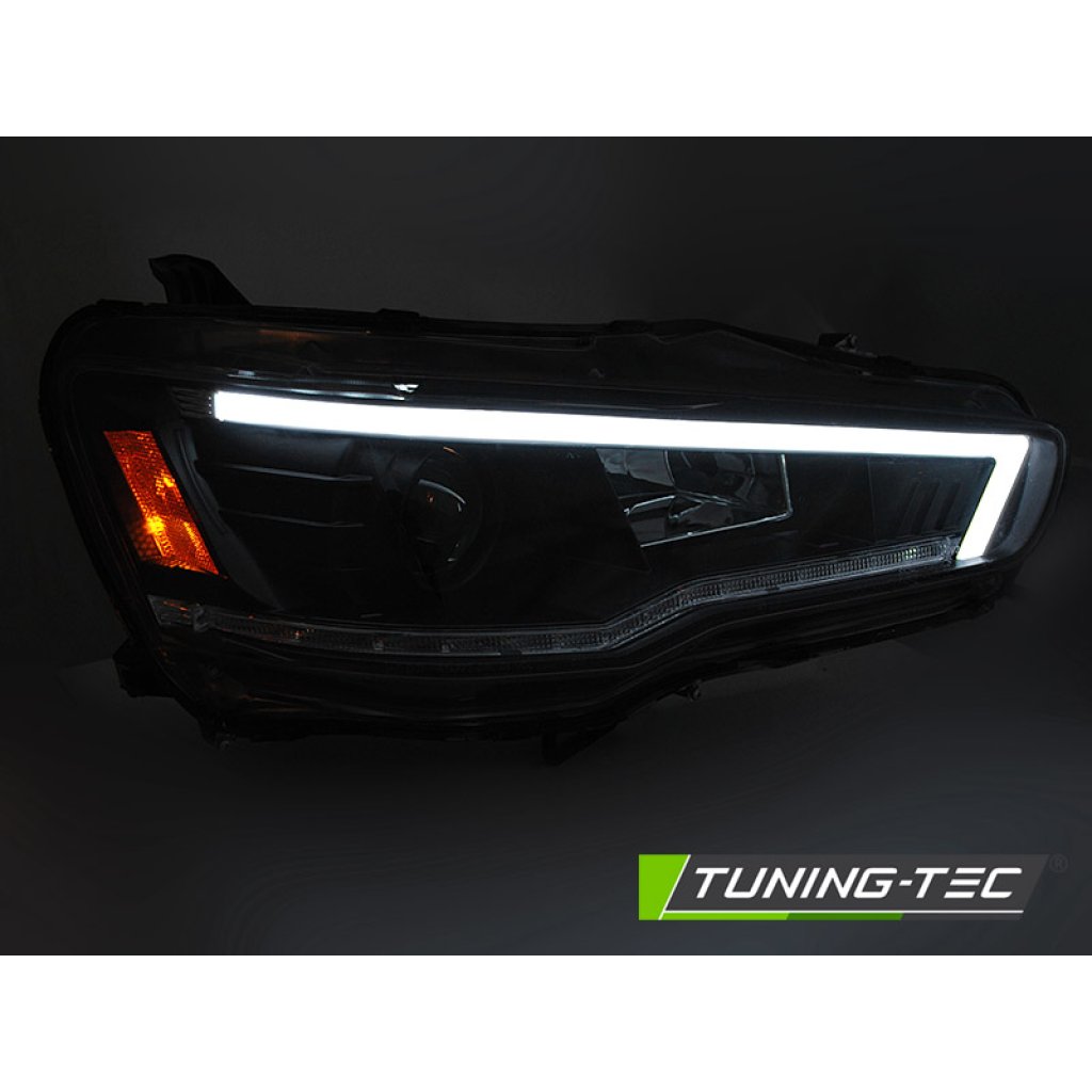 Přední světla s LED dynamickým blinkrem, pro Mitsubishi Lancer 8 (08-16) černá