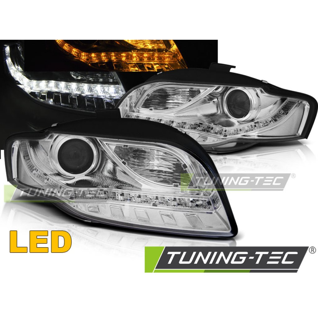 Přední světla s LED, LED blinkr AUDI A4 B7 04-08 chromová