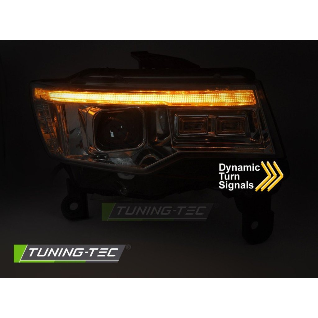 Přední světla s LED, LED denní světla, pro JEEP GRAND CHEROKEE 2014-2021 chromová