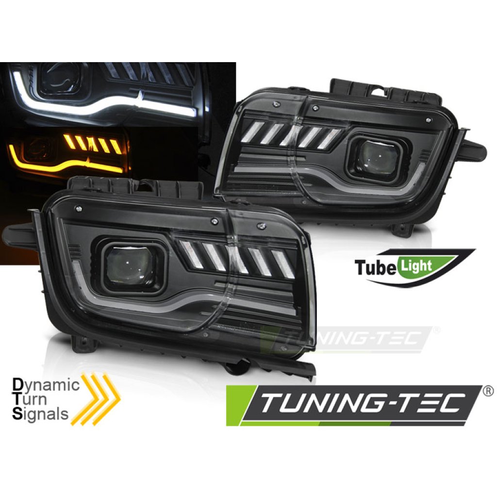 Přední světla s LED, LED dynamickým blinkrem Chevrolet Camaro 09-13 černá