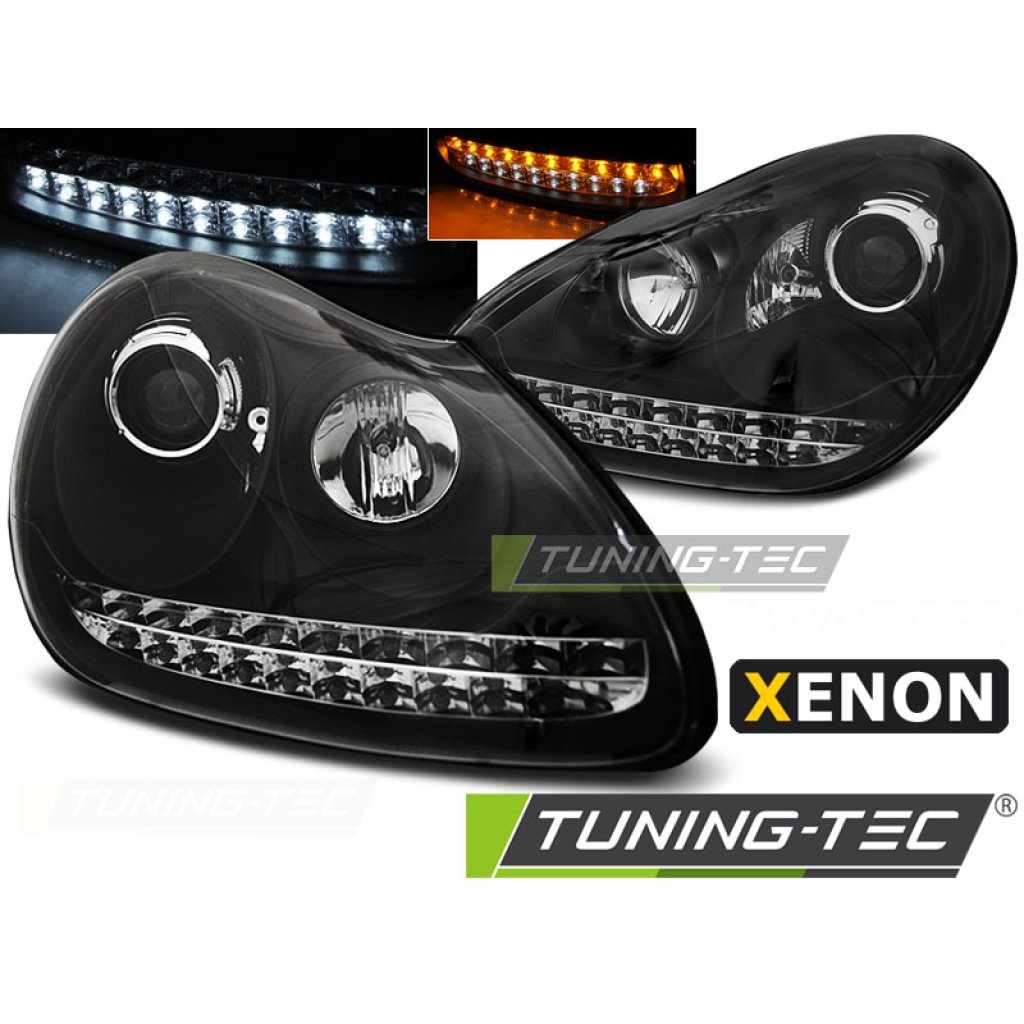Přední světla s LED Porsche Cayenne 02-06 černá D1S xenon