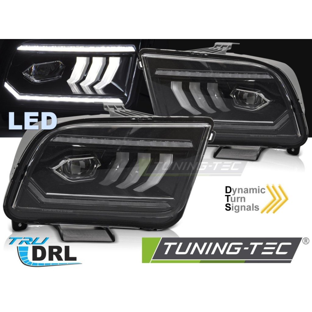 Přední světla s LED pro FORD MUSTANG 2004-2009 černá