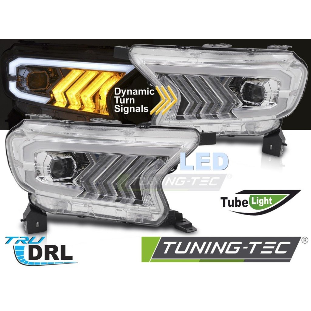 Přední světla s LED pro FORD RANGER V 2016-2022 chrom