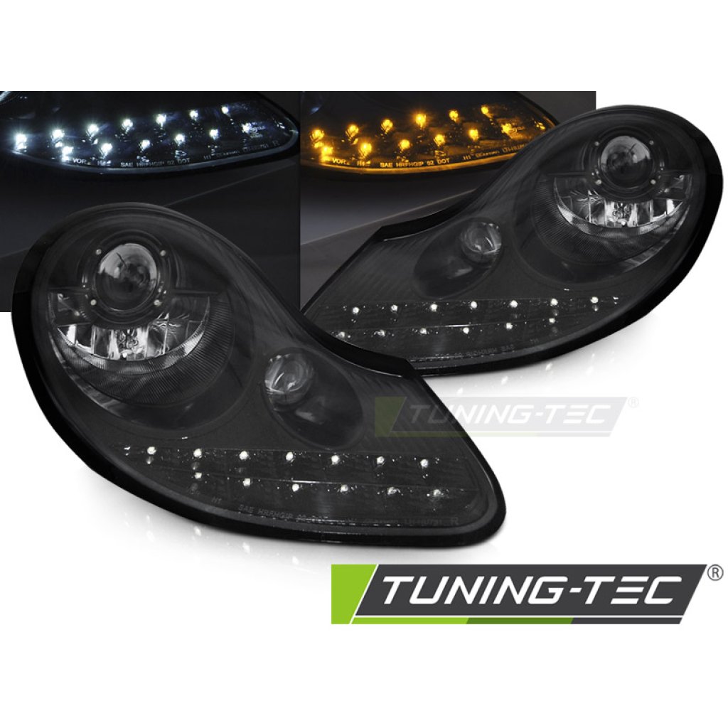 Přední světla s LED pro Porsche Boxter 911 996 96-04 černá lesklá