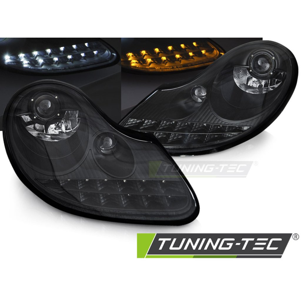 Přední světla s LED pro Porsche Boxter 911 996 96-04 černá matná