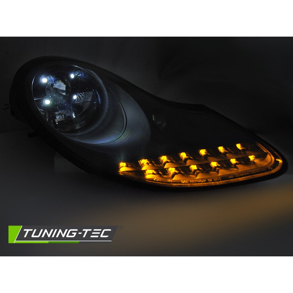 Přední světla s LED pro Porsche Boxter 911 996 96-04 černá matná