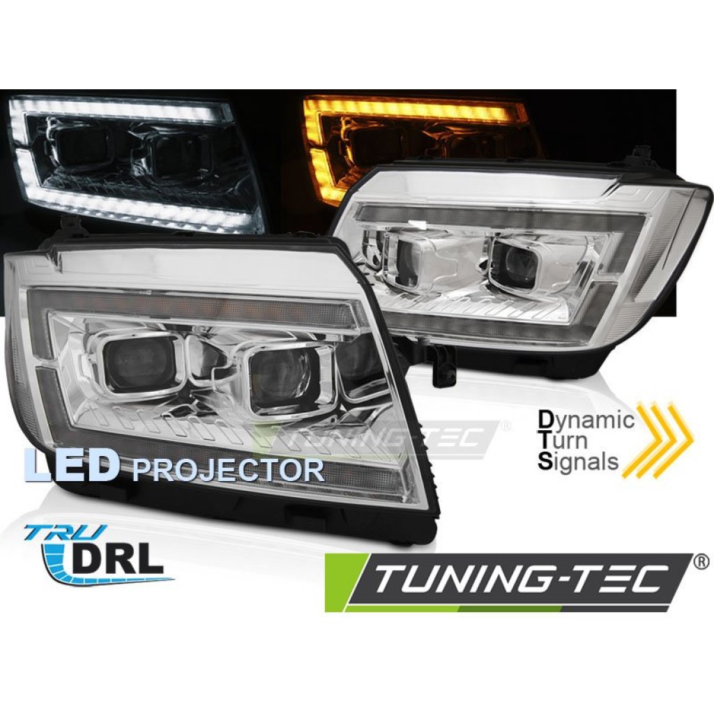 Přední světla s LED pro VW CRAFTER II 2017- chromová