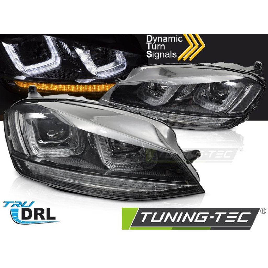 Přední světla s LED pro VW GOLF 7 2013-2017 black line