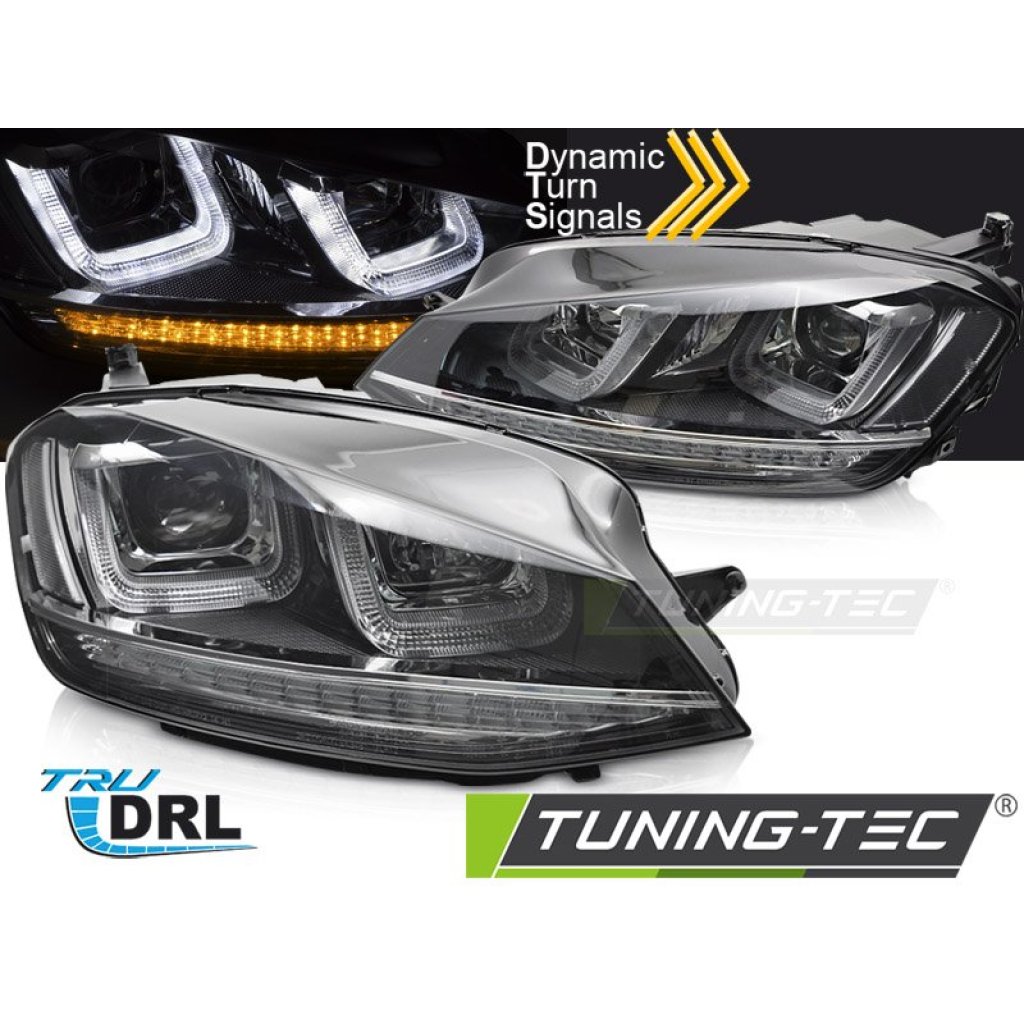 Přední světla s LED pro VW GOLF 7 2013-2017 chrom line