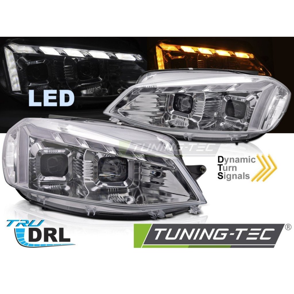Přední světla s LED pro VW Golf 7 2017-2019 chromová