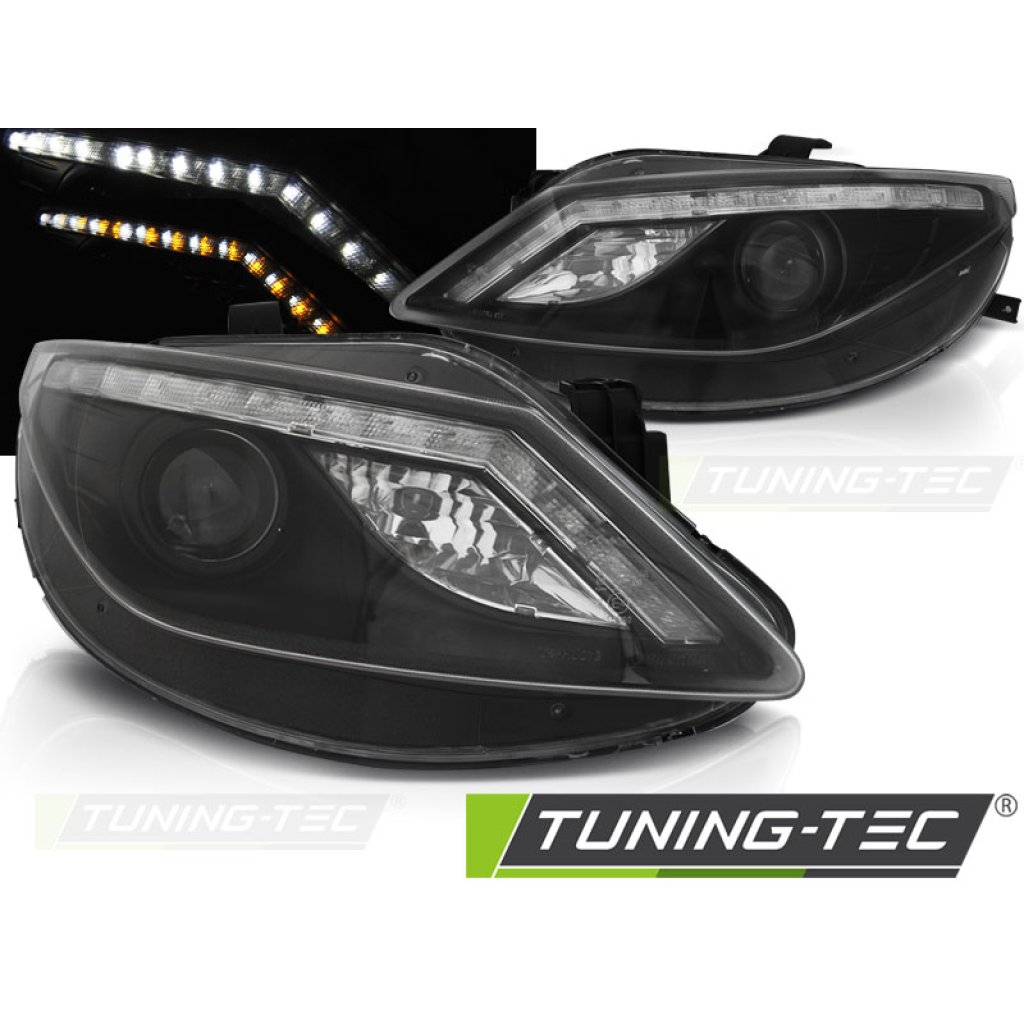 Přední světla s LED SEAT Ibiza 6J 08-12, LED blinkr černá