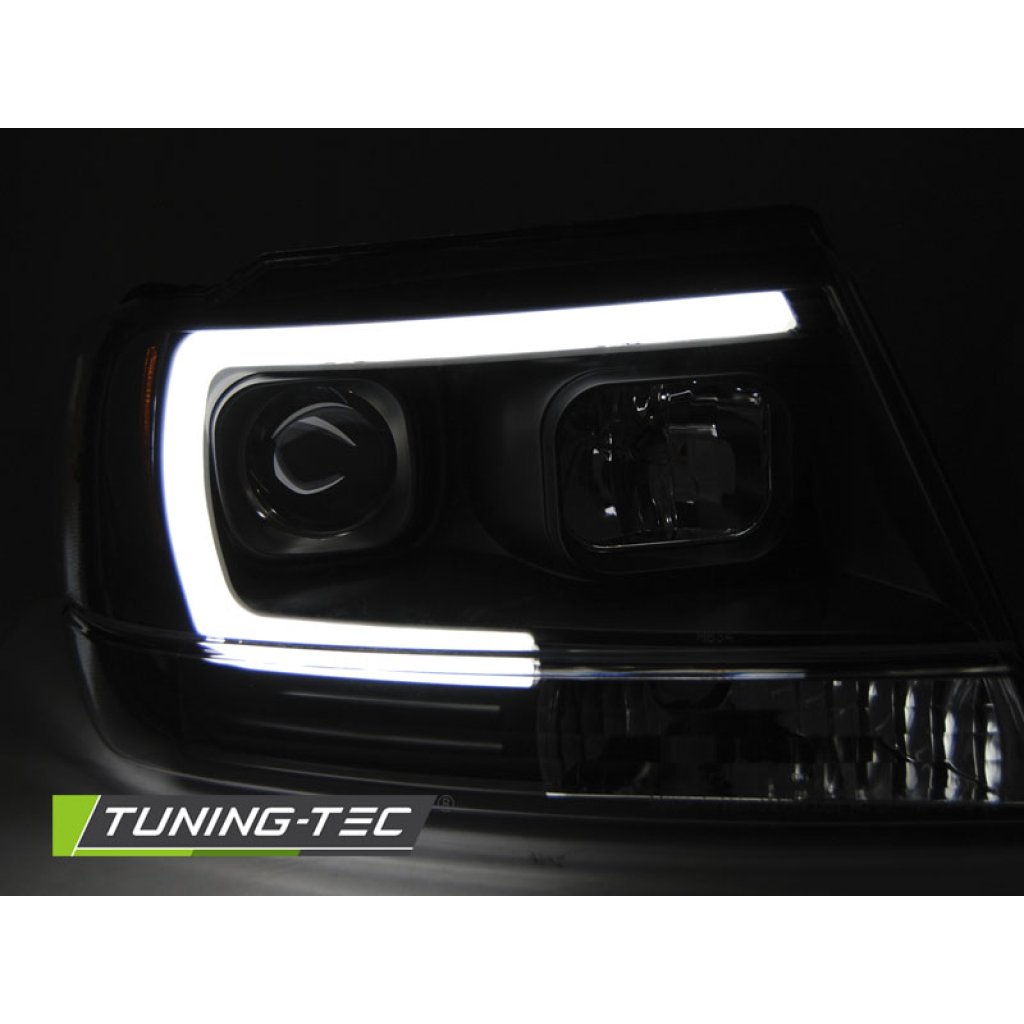 Přední světla s LED tube Chrysler Jeep Grand Cherokee 99-05 černé