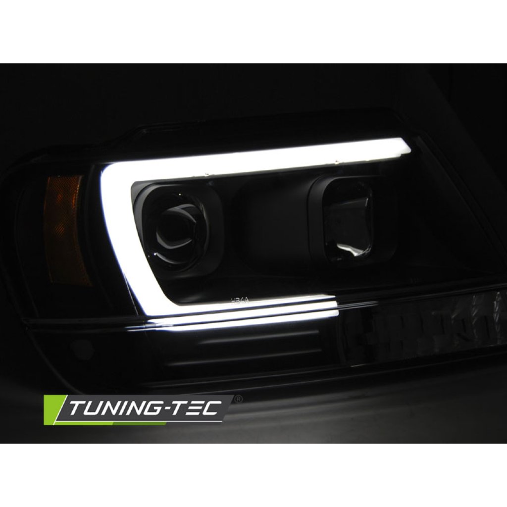 Přední světla s LED tube Chrysler Jeep Grand Cherokee 99-05 černé