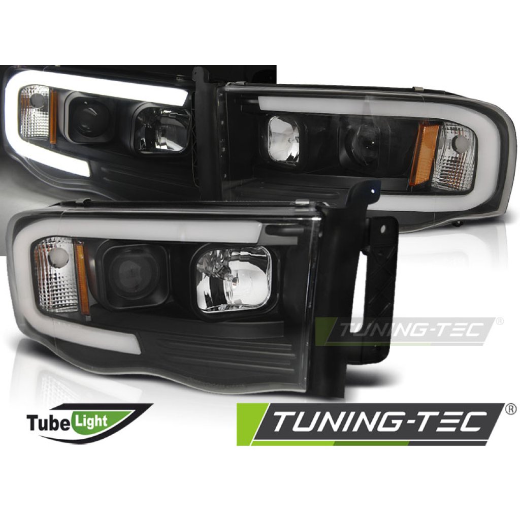 Přední světla s LED tube Dodge RAM 02-06 černá