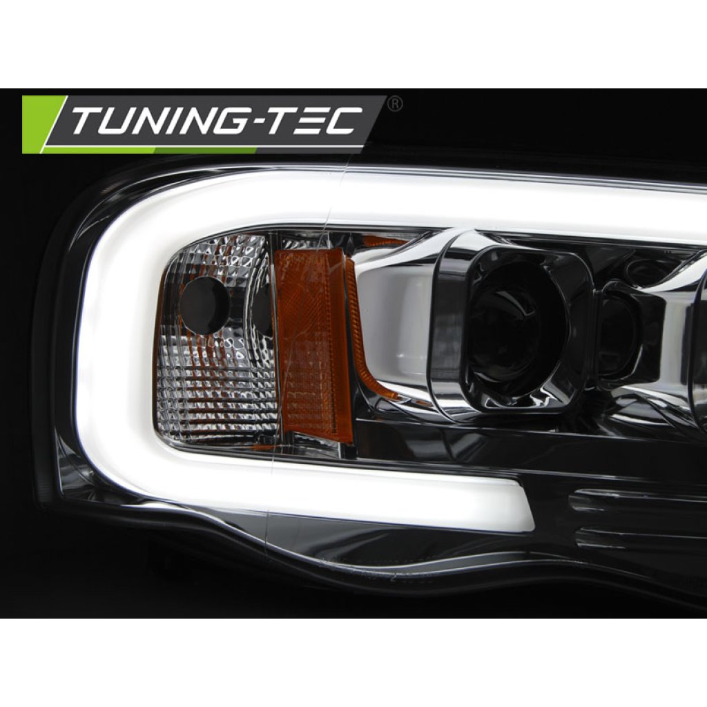 Přední světla s LED tube Dodge RAM 02-06 chrom