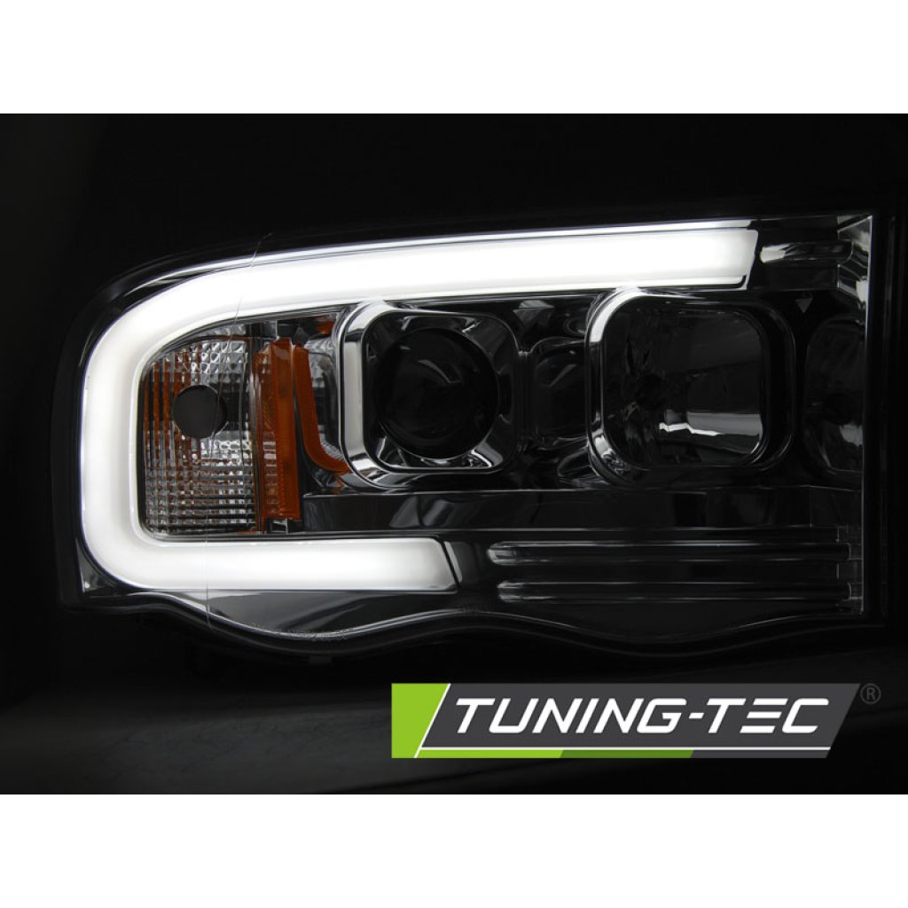 Přední světla s LED tube Dodge RAM 02-06 chrom