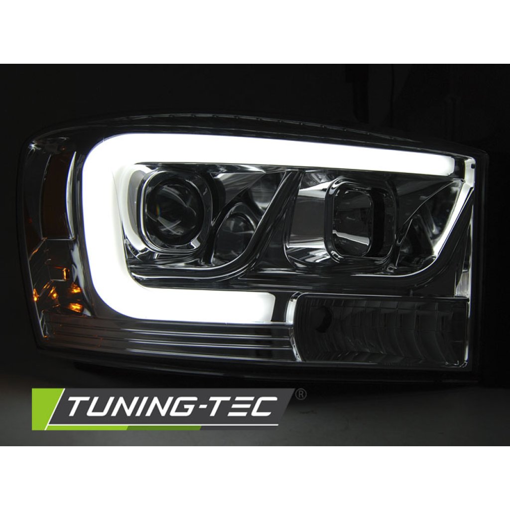 Přední světla s LED tube Dodge RAM 06-08 chrom