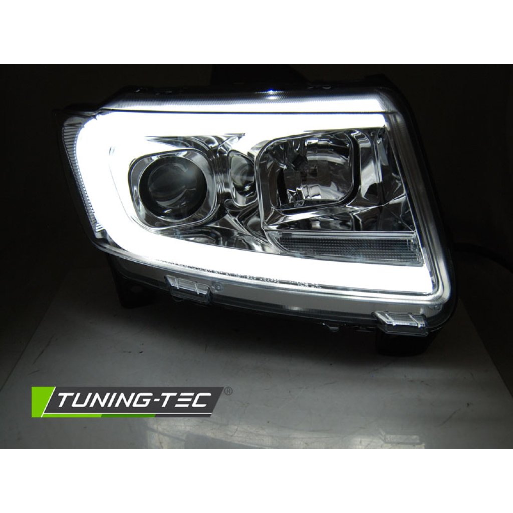 Přední světla s LED TUBE, dynamickým blinkrem Chrysler Jeep Grand Cherokee 11-13 chromová