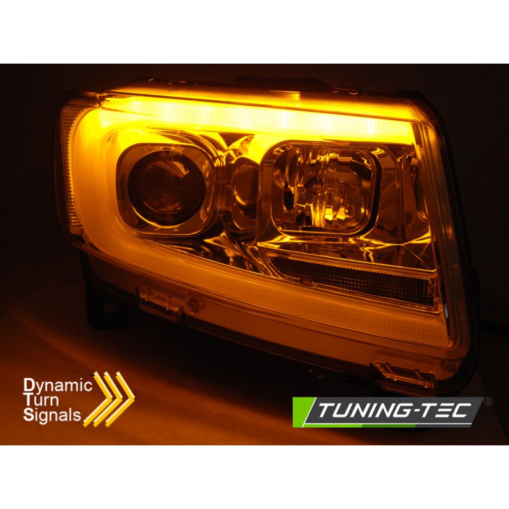 Přední světla s LED TUBE, dynamickým blinkrem Chrysler Jeep Grand Cherokee 11-13 chromová