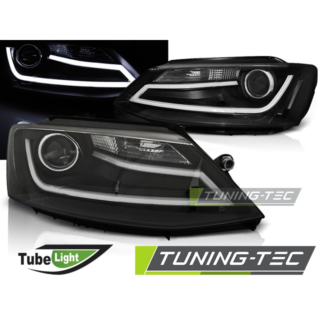 Přední světla s LED TubeLights denními světly VW Jetta 6 11- černá