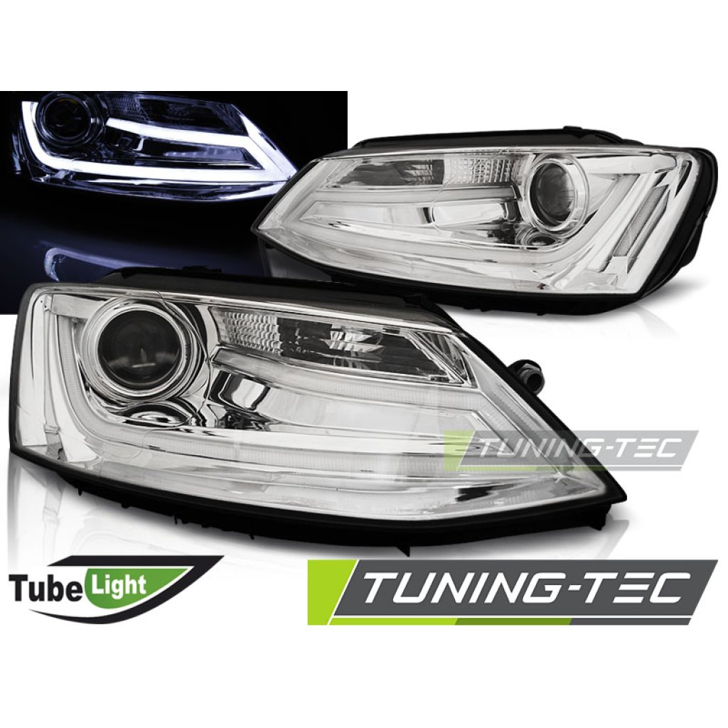 Přední světla s LED TubeLights denními světly VW Jetta 6 11- chrom