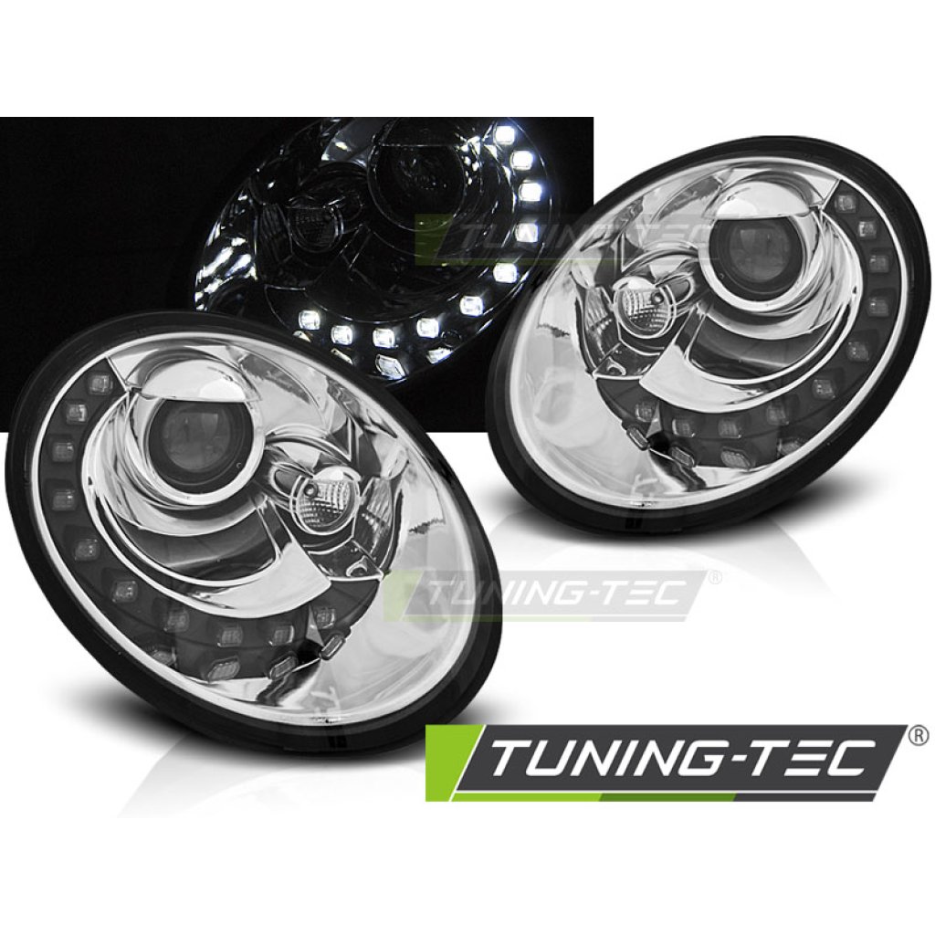 Přední světla s LED VW New Beetle 06-11 chrom