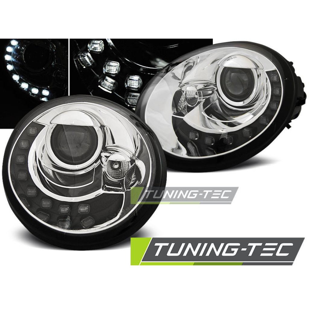 Přední světla s LED VW New Beetle 98-05 chrom