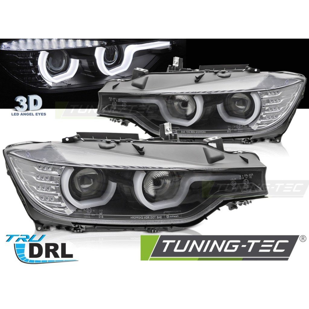 Přední světla s U-TYPE LED pro BMW F30/F31 2011-2015 černá