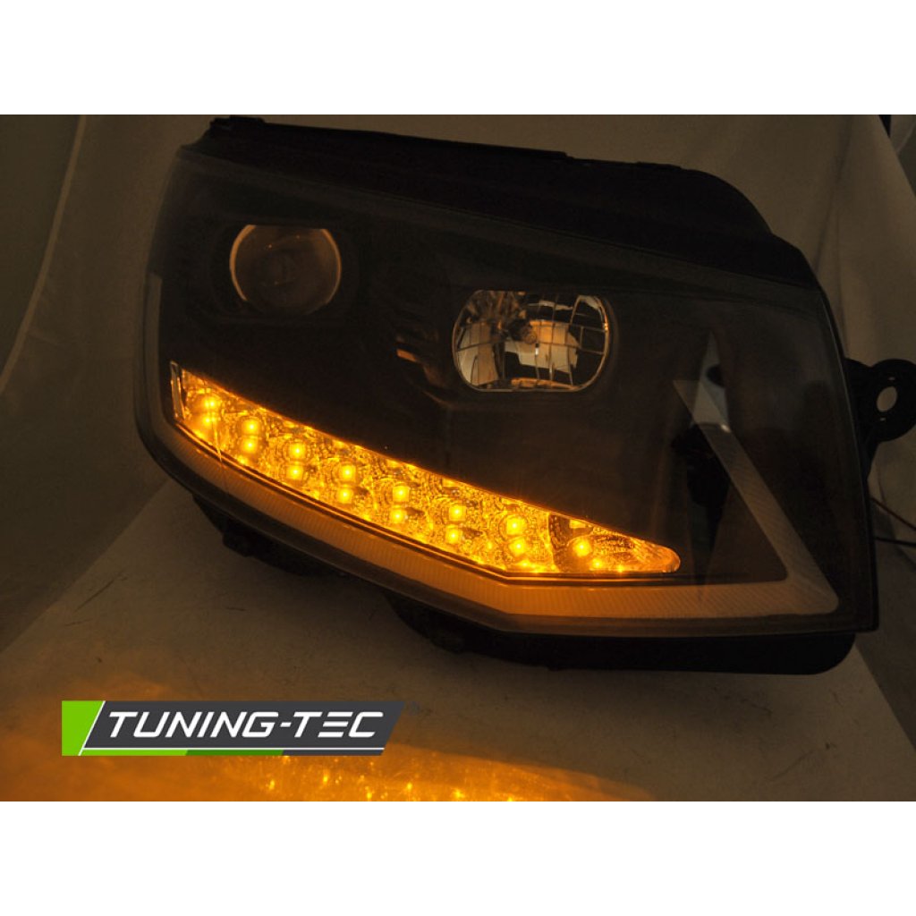 Přední světla TubeLights s LED denními světly, LED dynamický blinkr - VW T6 černá