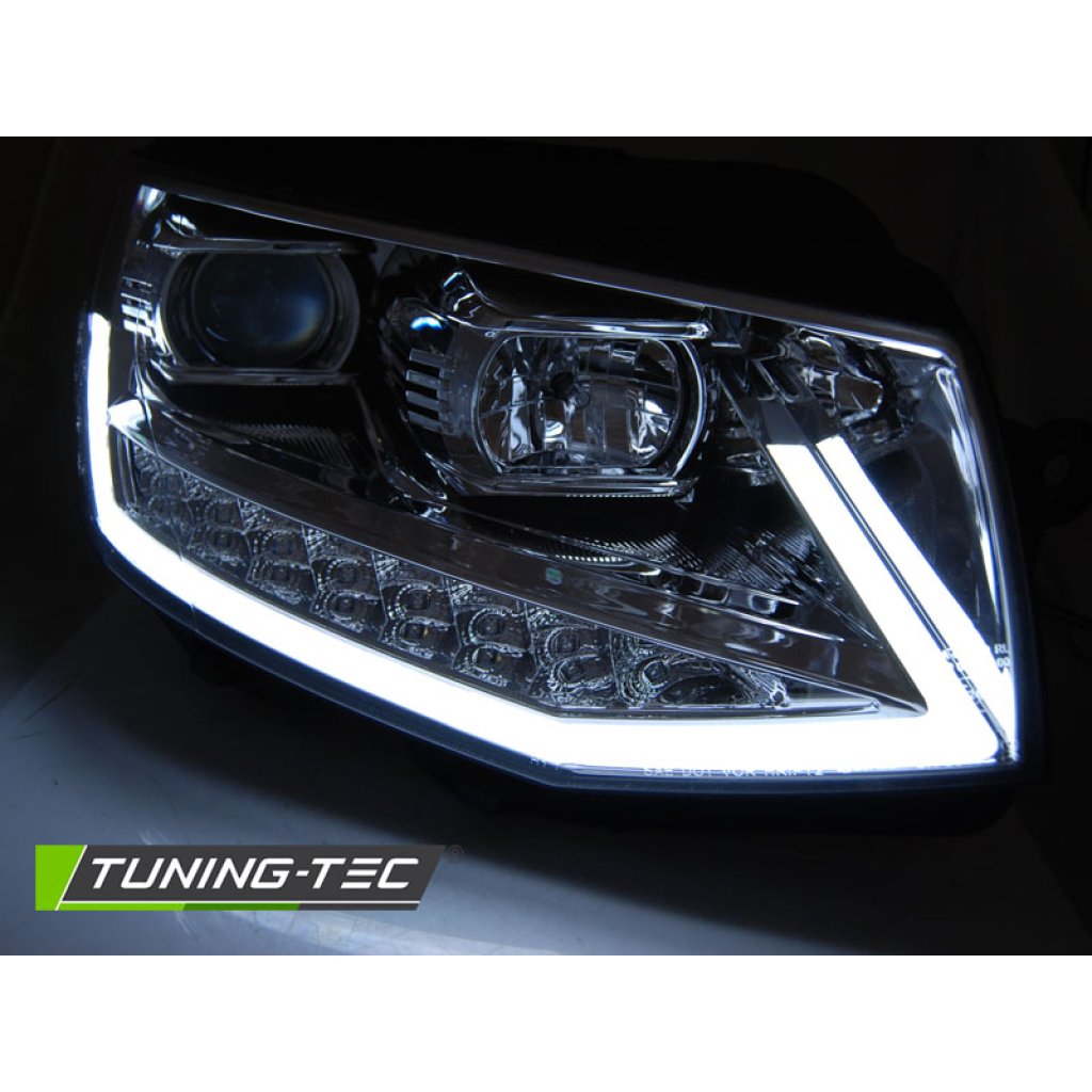 Přední světla TubeLights s LED denními světly, LED dynamický blinkr - VW T6 chrom