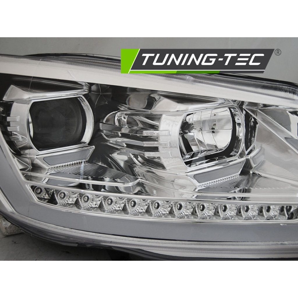 Přední světla TubeLights s LED denními světly, LED dynamický blinkr - VW Touran 10-15 chrom