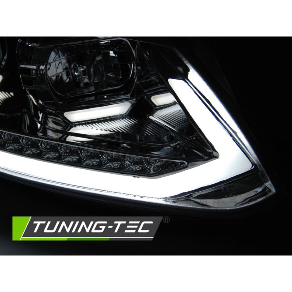 Přední světla TubeLights s LED denními světly, LED dynamický blinkr - VW Touran 10-15 chrom