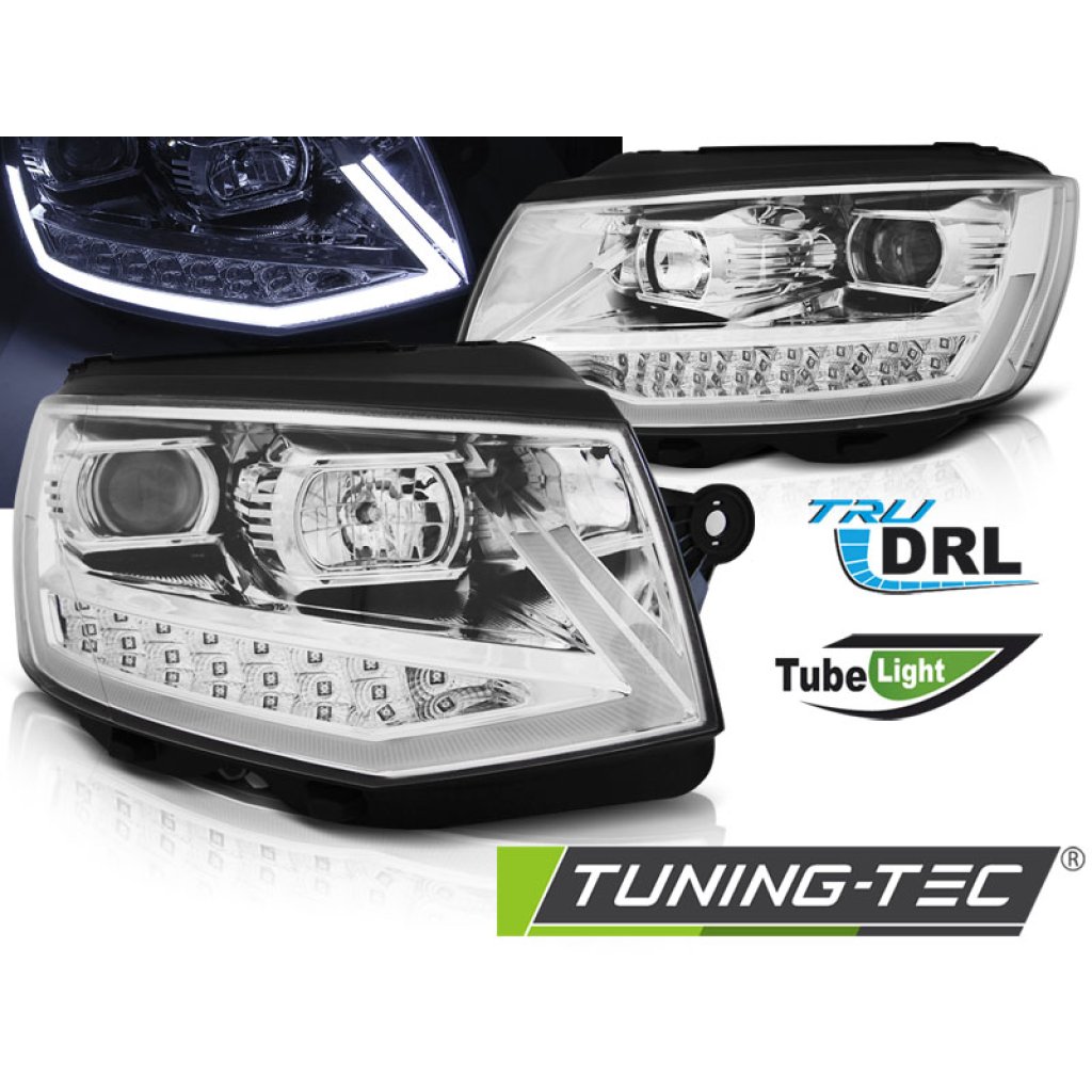 Přední světla TubeLights s LED denními světly VW T6 chrom