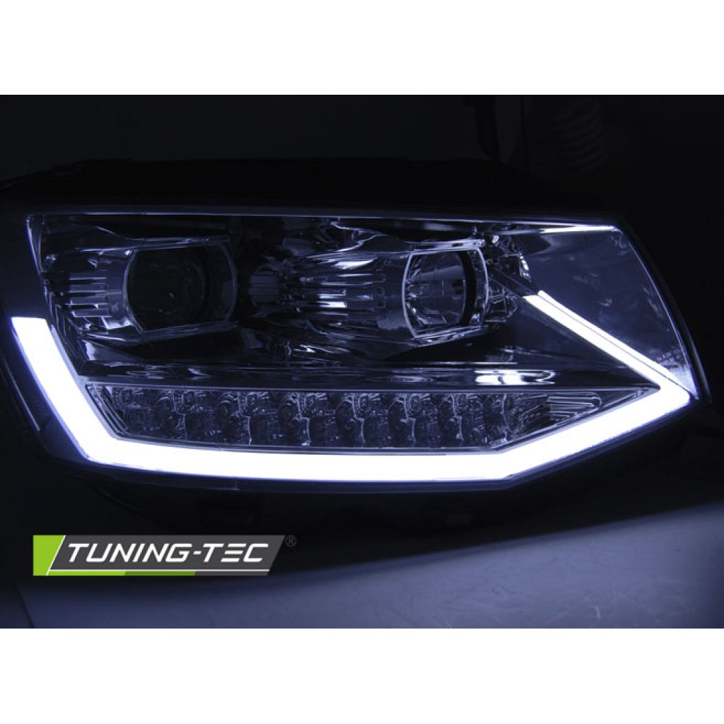 Přední světla TubeLights s LED denními světly VW T6 chrom