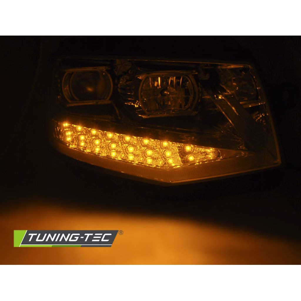 Přední světla TubeLights s LED denními světly VW T6 chrom