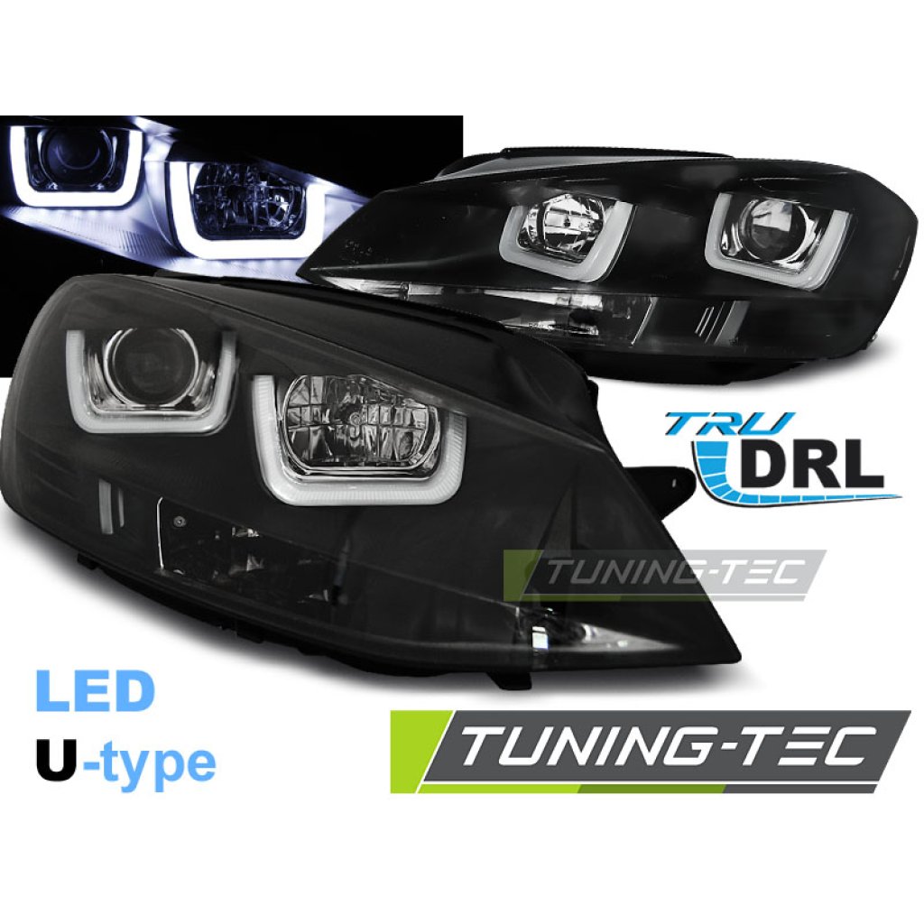 Přední světla U-LED BAR denní světla VW Golf 7 12- černá