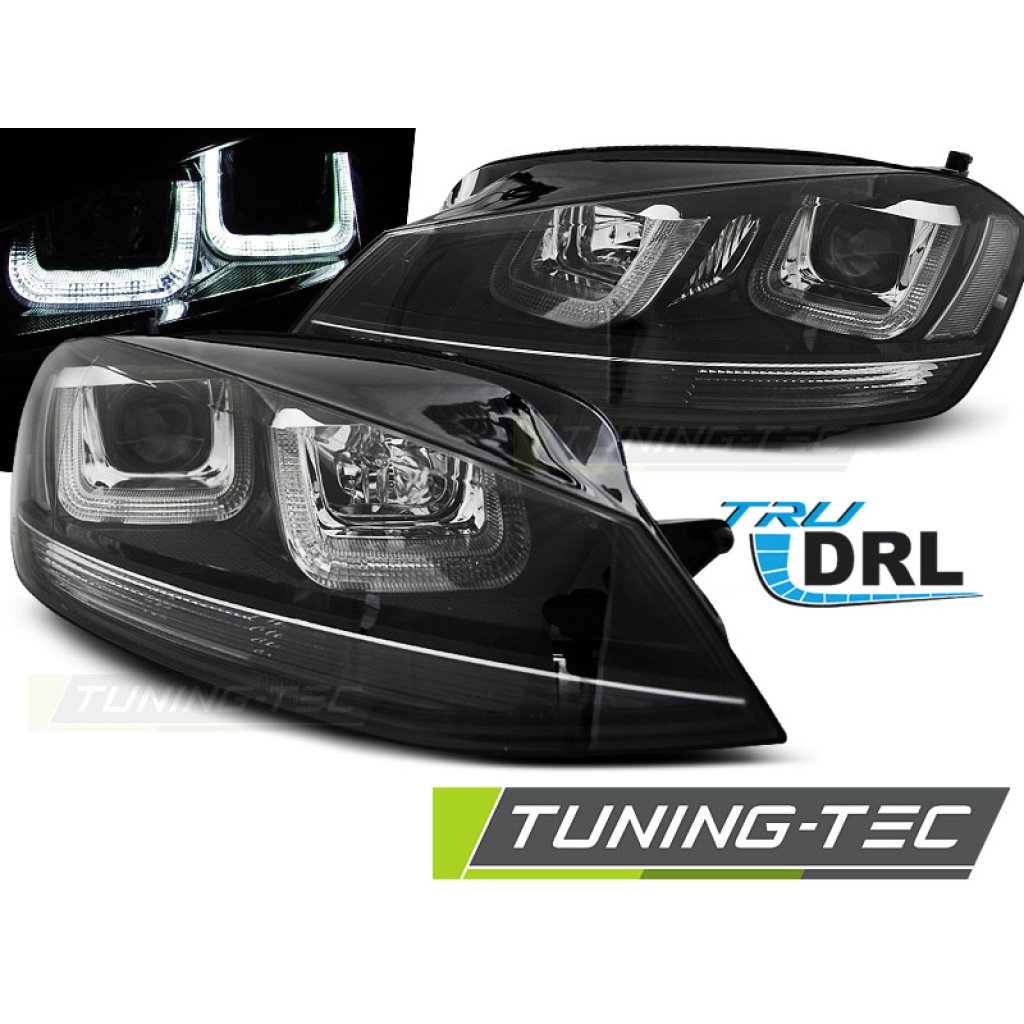 Přední světla U-LED BAR denní světla VW Golf 7 12- černá, black line