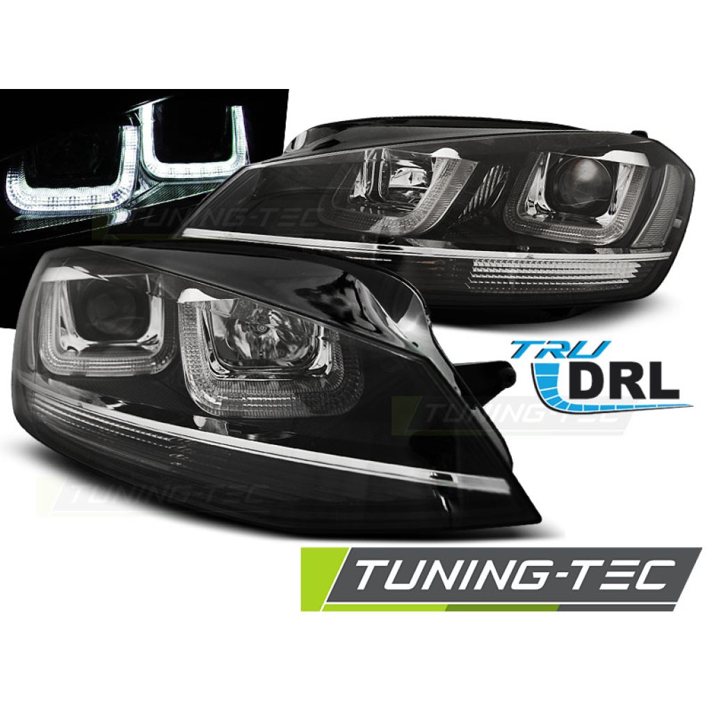 Přední světla U-LED BAR denní světla VW Golf 7 12- černá, chrom line