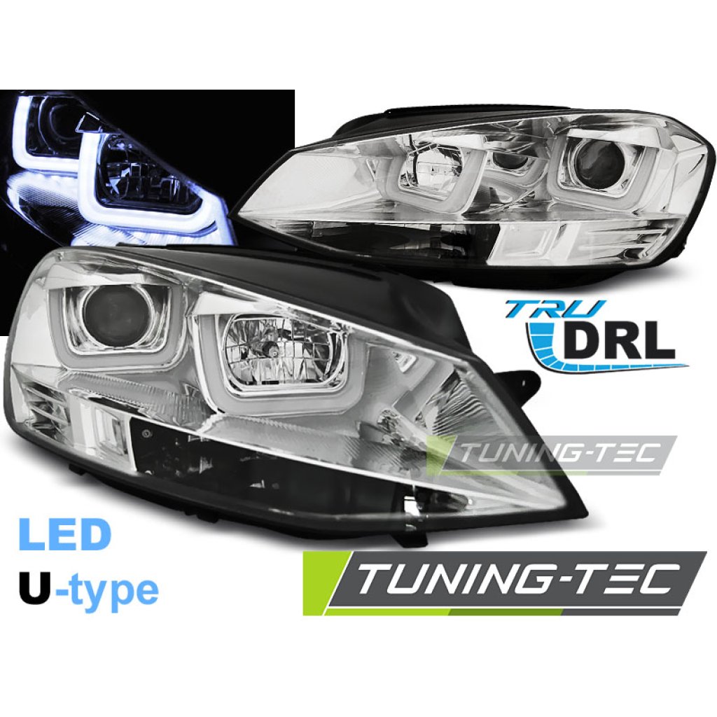 Přední světla U-LED BAR denní světla VW Golf 7 12- chrom