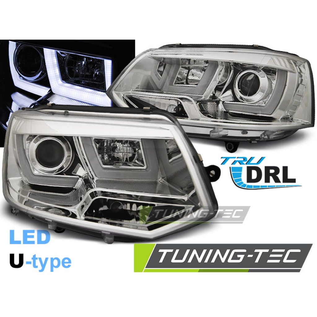 Přední světla U-LED BAR denní světla VW T5 10- chrom