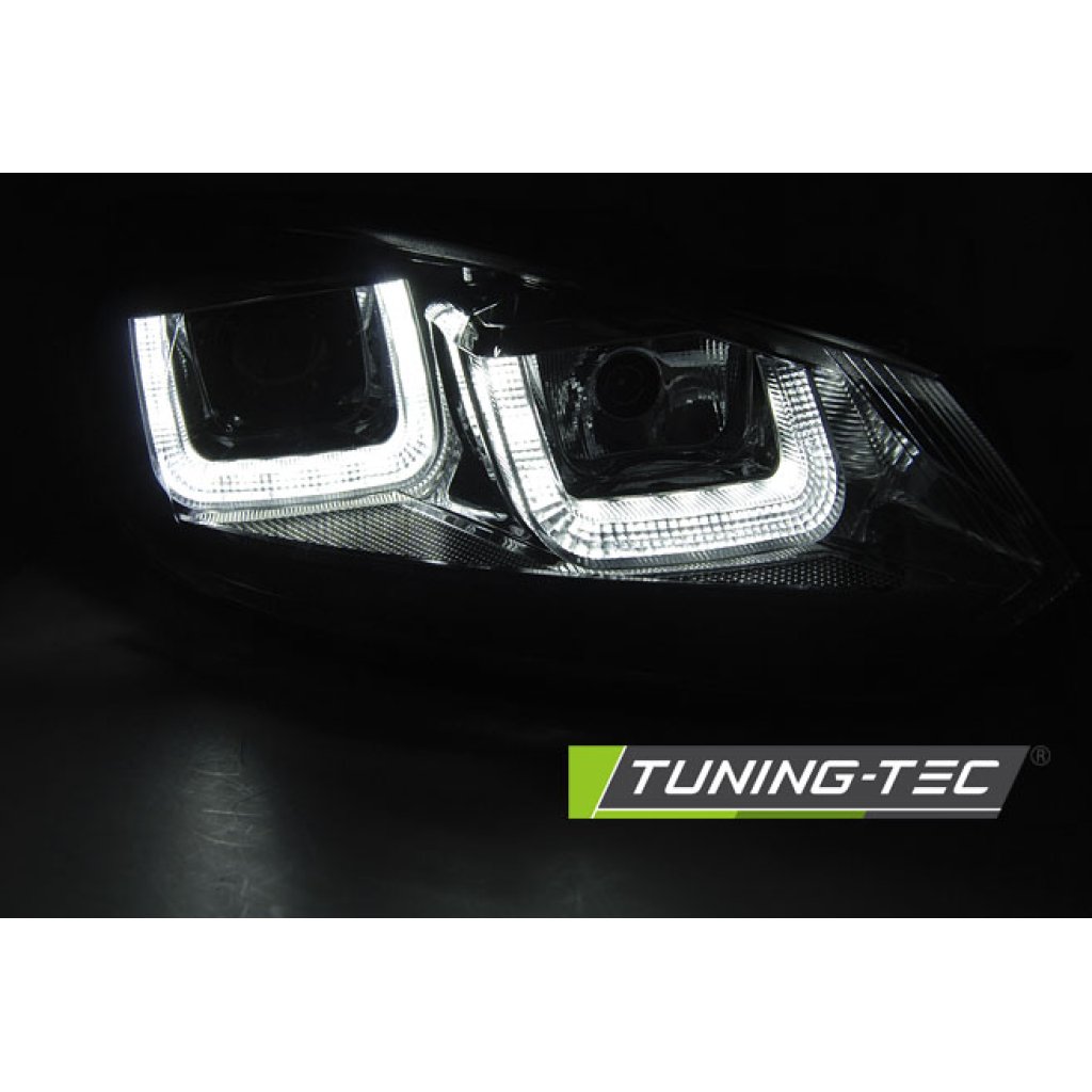 Přední světla U-LED denními světly BAR VW Golf 6 08-12 černé - black line