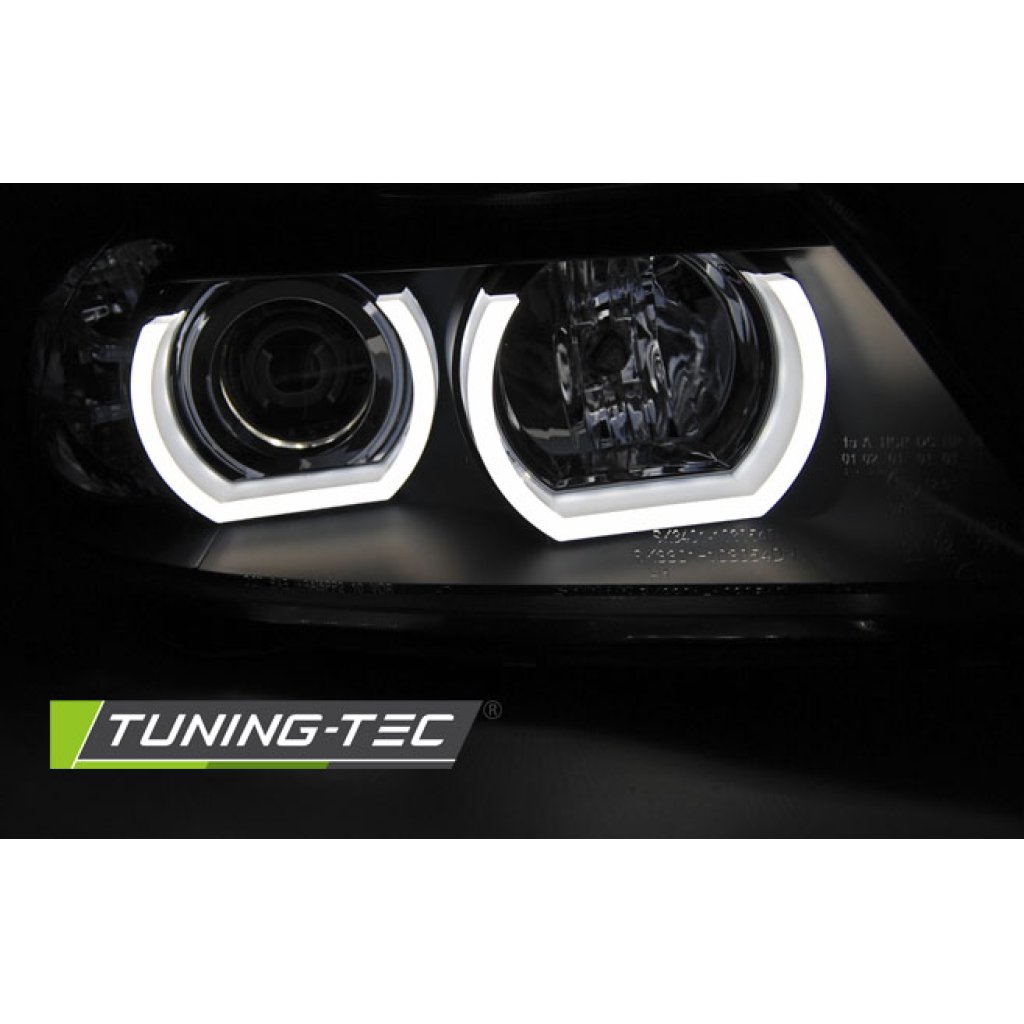 Přední světla xenon D1S 3D LED angel eyes BMW E90/E91 05-08 černá