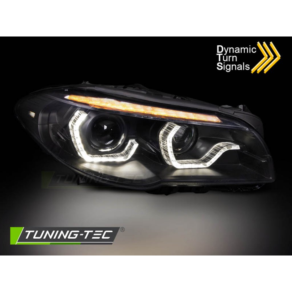 Přední světla xenon D1S AFS 3D LED angel eyes BMW F10 / F11 LCI 2013 - 2016 černá