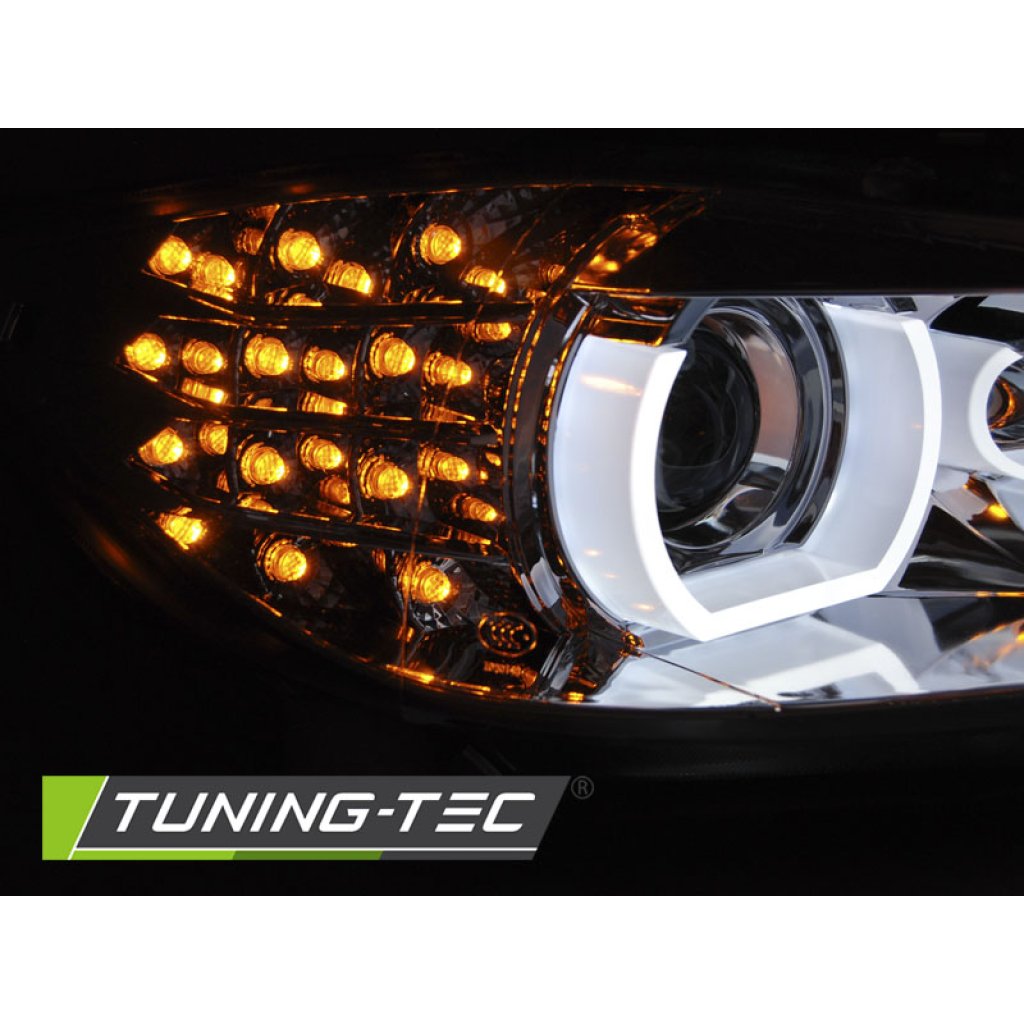 Přední světla xenon D1S, LED blinkr, DRL, BMW E90/E91 09-11 chromová