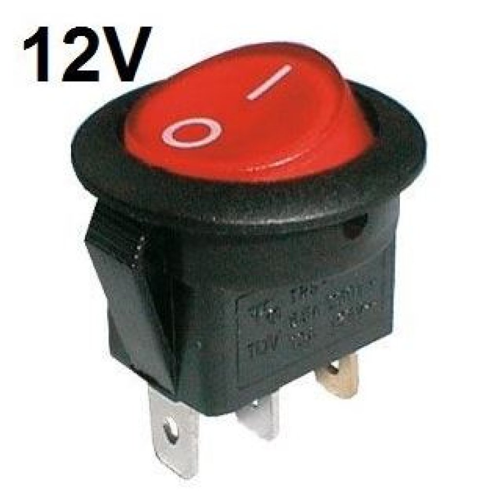 Přepínač kolébkový kulatý červený, 1018