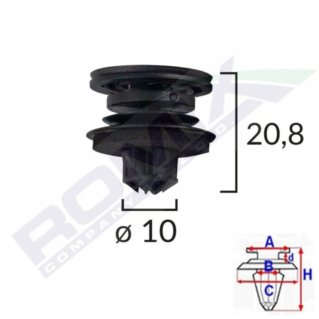Příchytka čalounění 10,7mm (balení 10 ks)