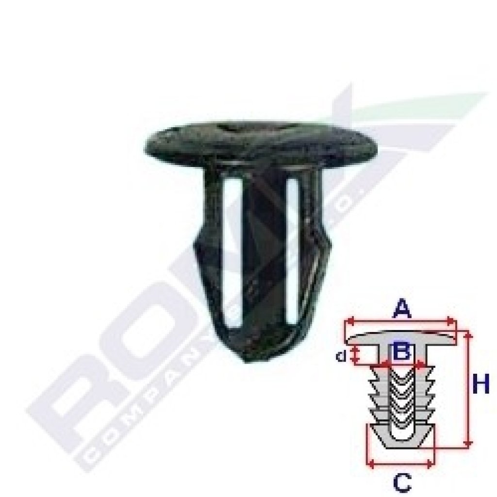 Příchytka čalounění A-13,6; B-6,9; C-8; d-3; H-13,2mm (balení 10ks)